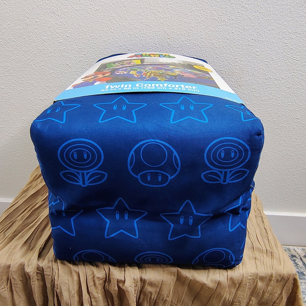 Nintendo Super Mario Twin Comforter Kids Bedding Blue 64x86 Soft - Picture 5 of 12